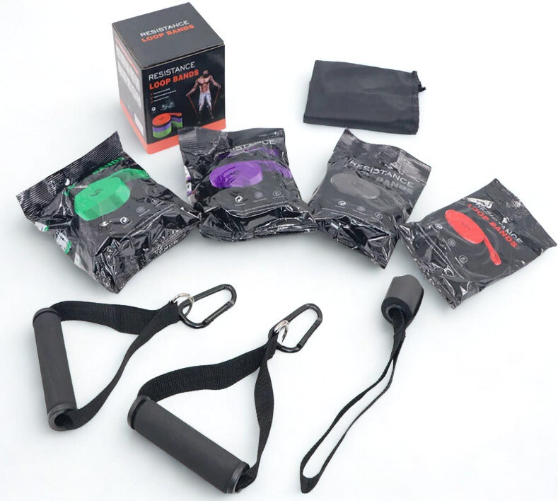 Set 4x Bandas Largas Calistenia + Accesorios