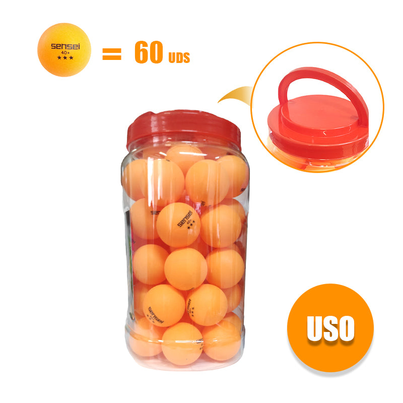 Pelotas ping pong 3 estrellas Frasco 60 Unidades