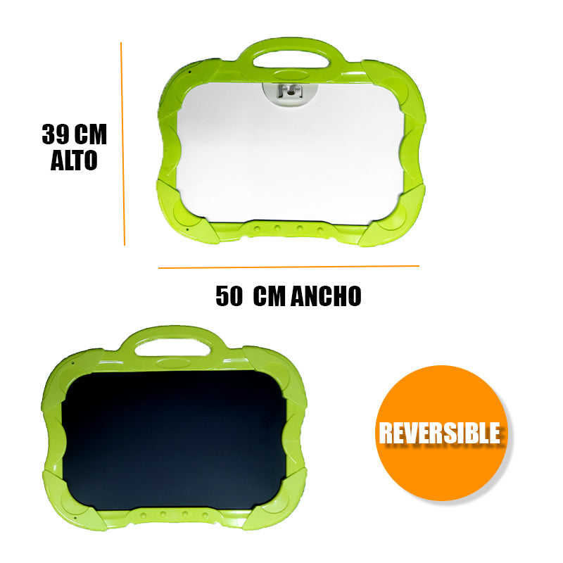Pizarra didactica de dibujo magnético + borrador y lápices -Reversible