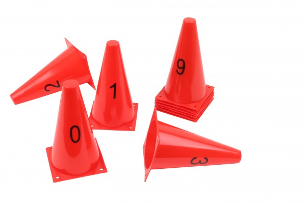 Pack 10und- Cono Entrenamiento Coordinación Agilidad 18cm Enumerados
