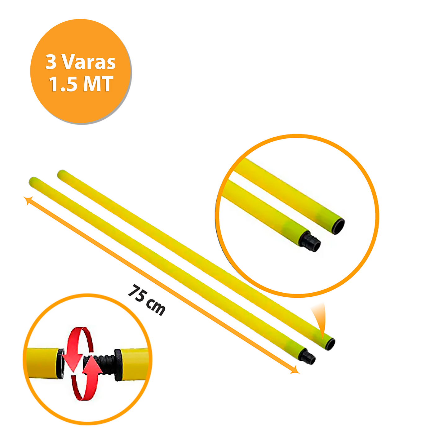 Pack 3 Varas +2 Base +2 Clips - Agilidad Entrenamiento N095