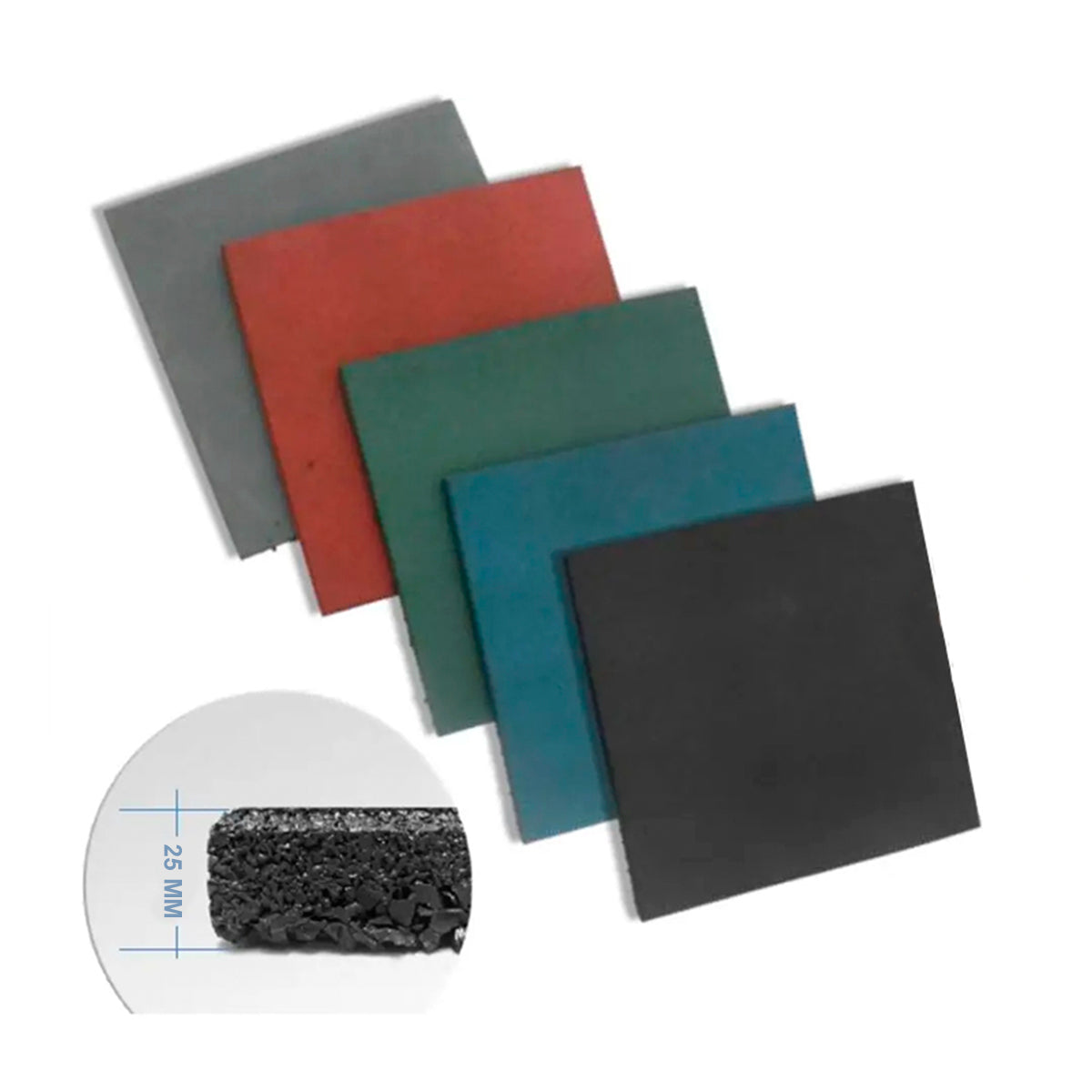 Palmeta caucho 50x50cm x 25mm - Unidad Piso Gimnasio Colores