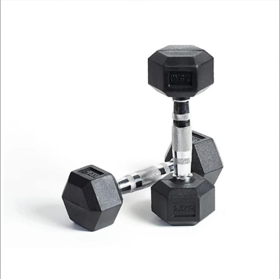 PAR Mancuerna Hexagonal Caucho Goma Crossfit Funcional 2.5 Kg - PAR