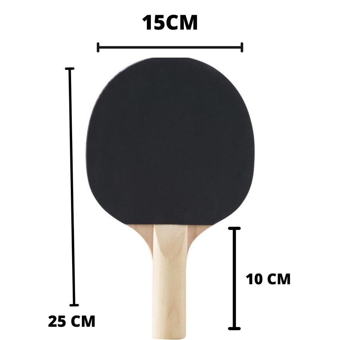 Set Paleta Raqueta Ping Pong + 3 pelotas - mango madera natural