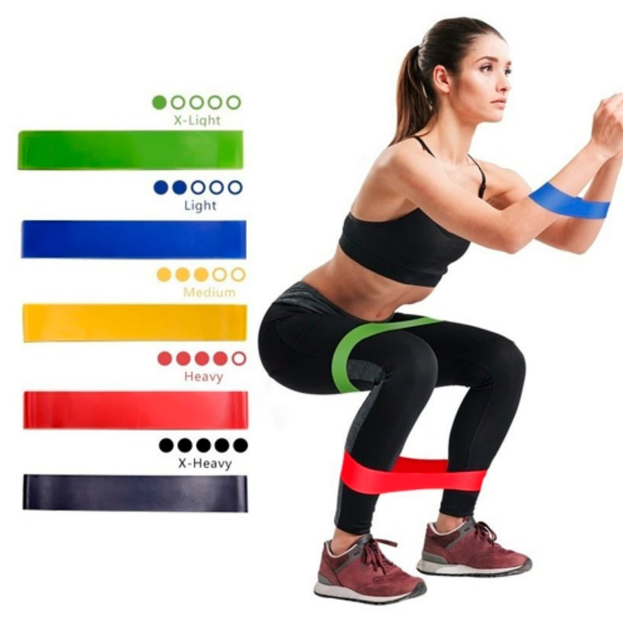 Set de 5 Bandas de resistencia Loop para Gluteos Piernas