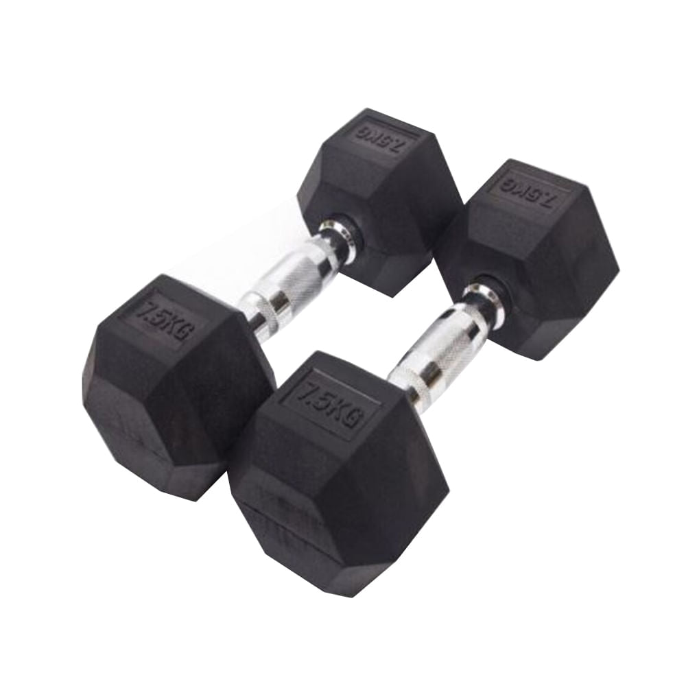PAR Mancuerna Hexagonal Caucho Goma Crossfit Funcional 7.5 Kg PAR