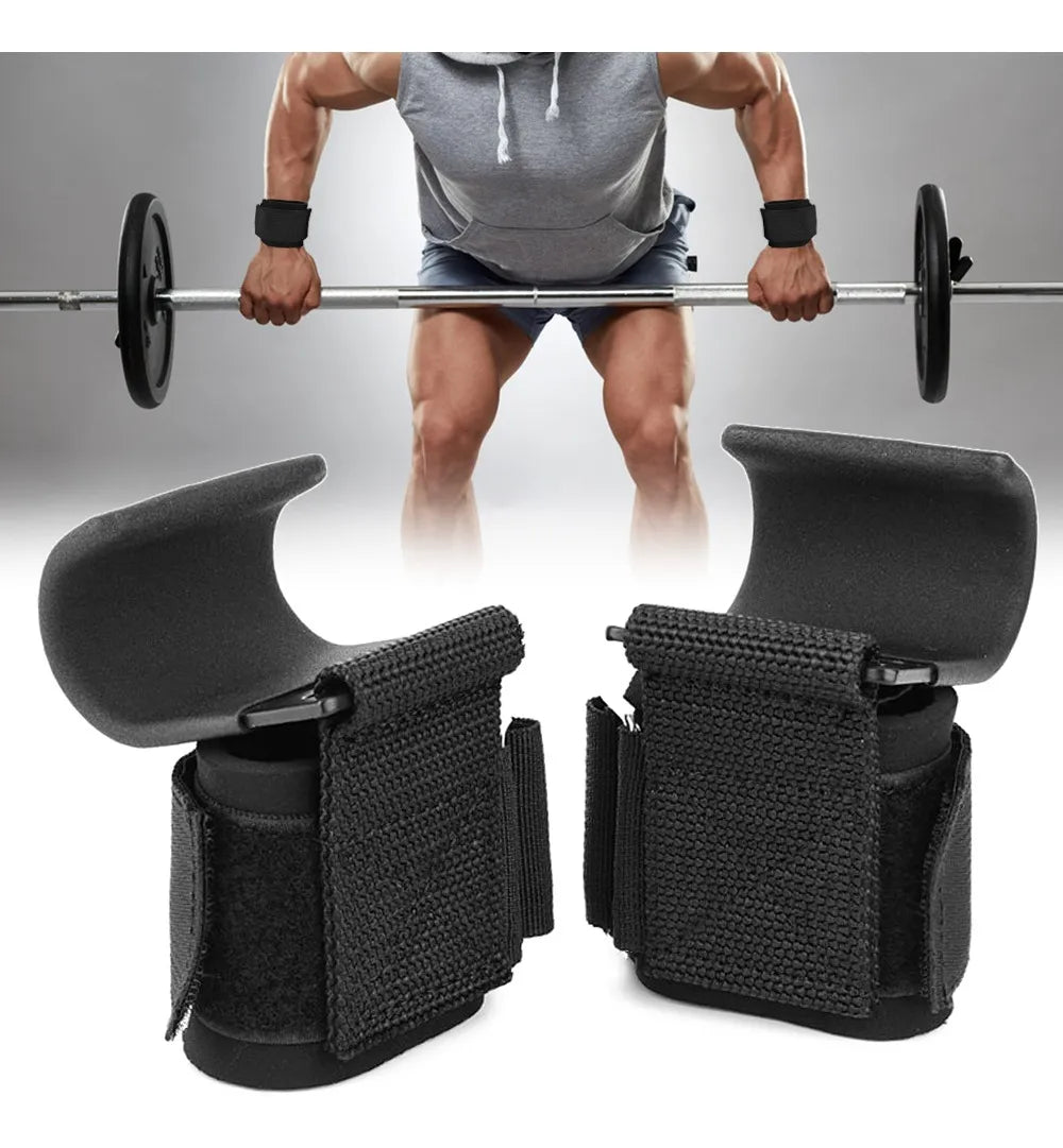 Muñequera Con Gancho. Levantamiento Pesas Gimnasio Crossfit - Negro