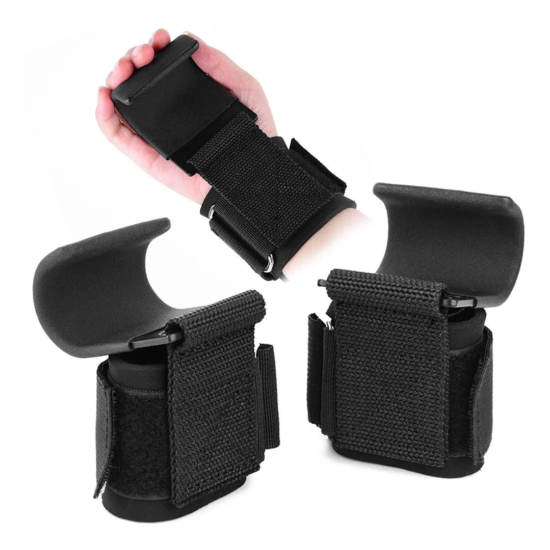 Muñequera Con Gancho. Levantamiento Pesas Gimnasio Crossfit - Negro