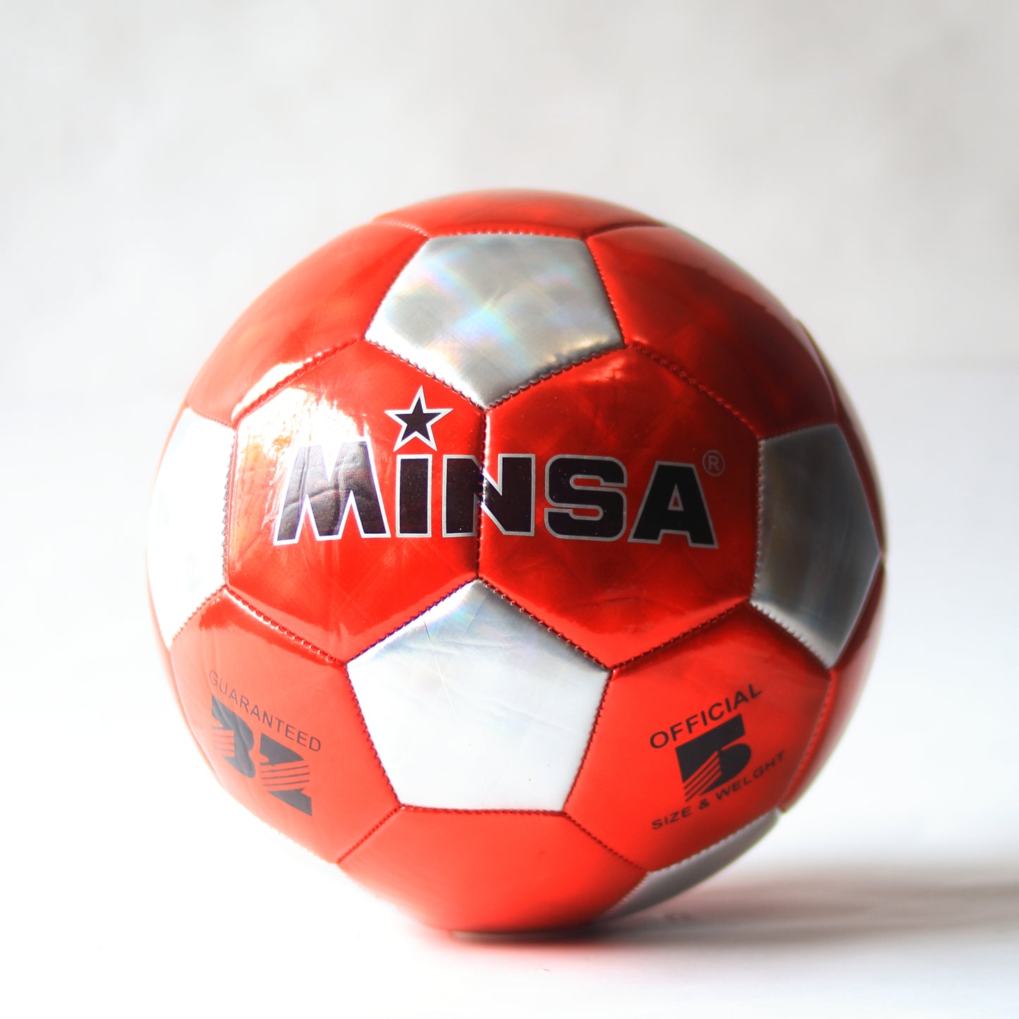 BALON FUTBOL MINSA Tamaño oficial 5 - Capa brillaten plateado