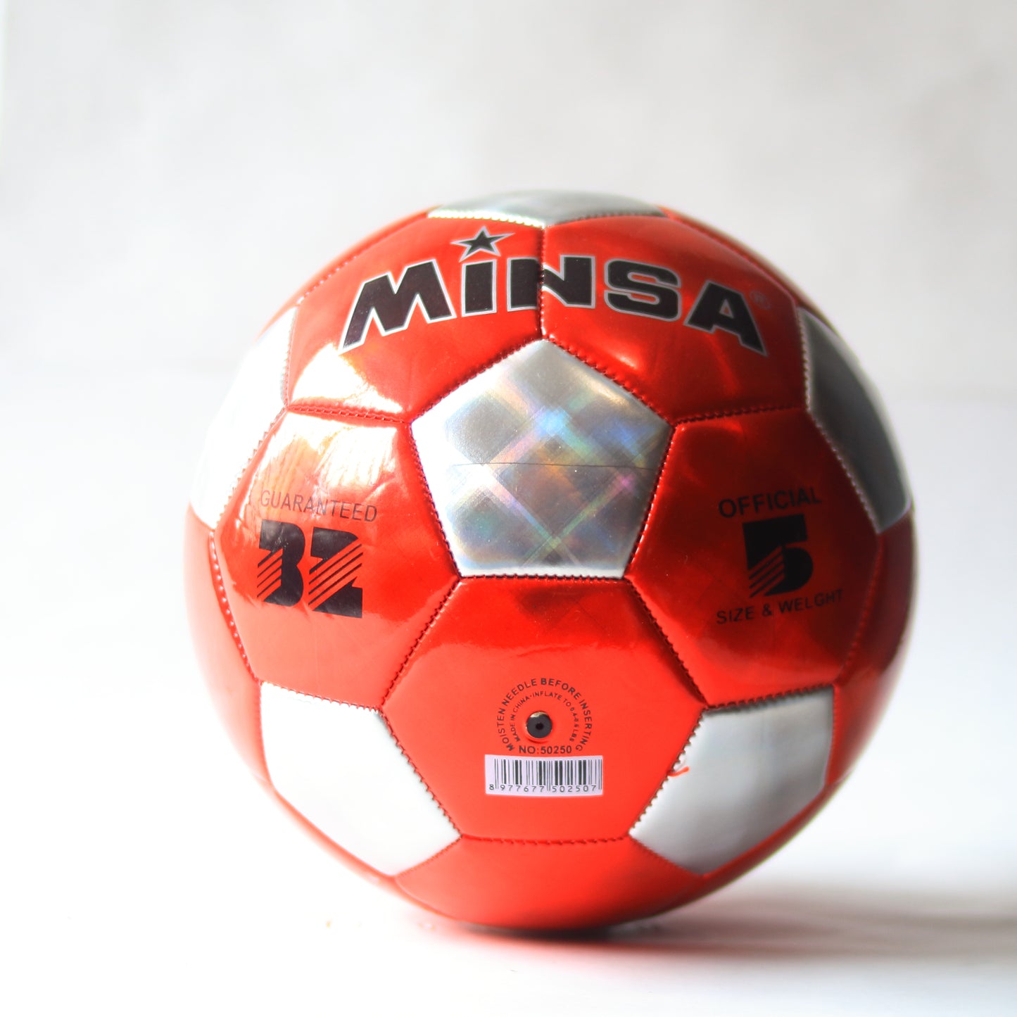 BALON FUTBOL MINSA Tamaño oficial 5 - Capa brillaten plateado