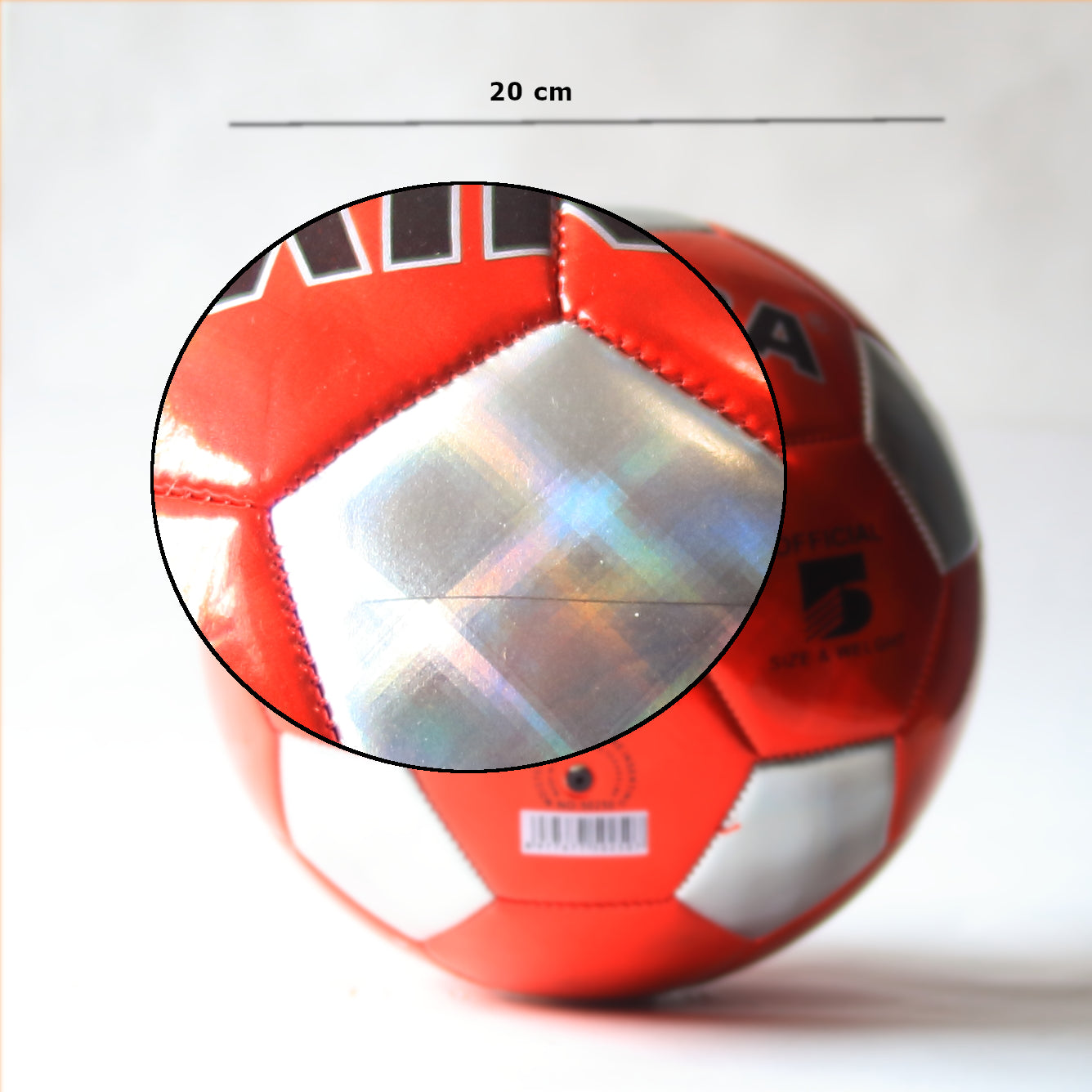 BALON FUTBOL MINSA Tamaño oficial 5 - Capa brillaten plateado