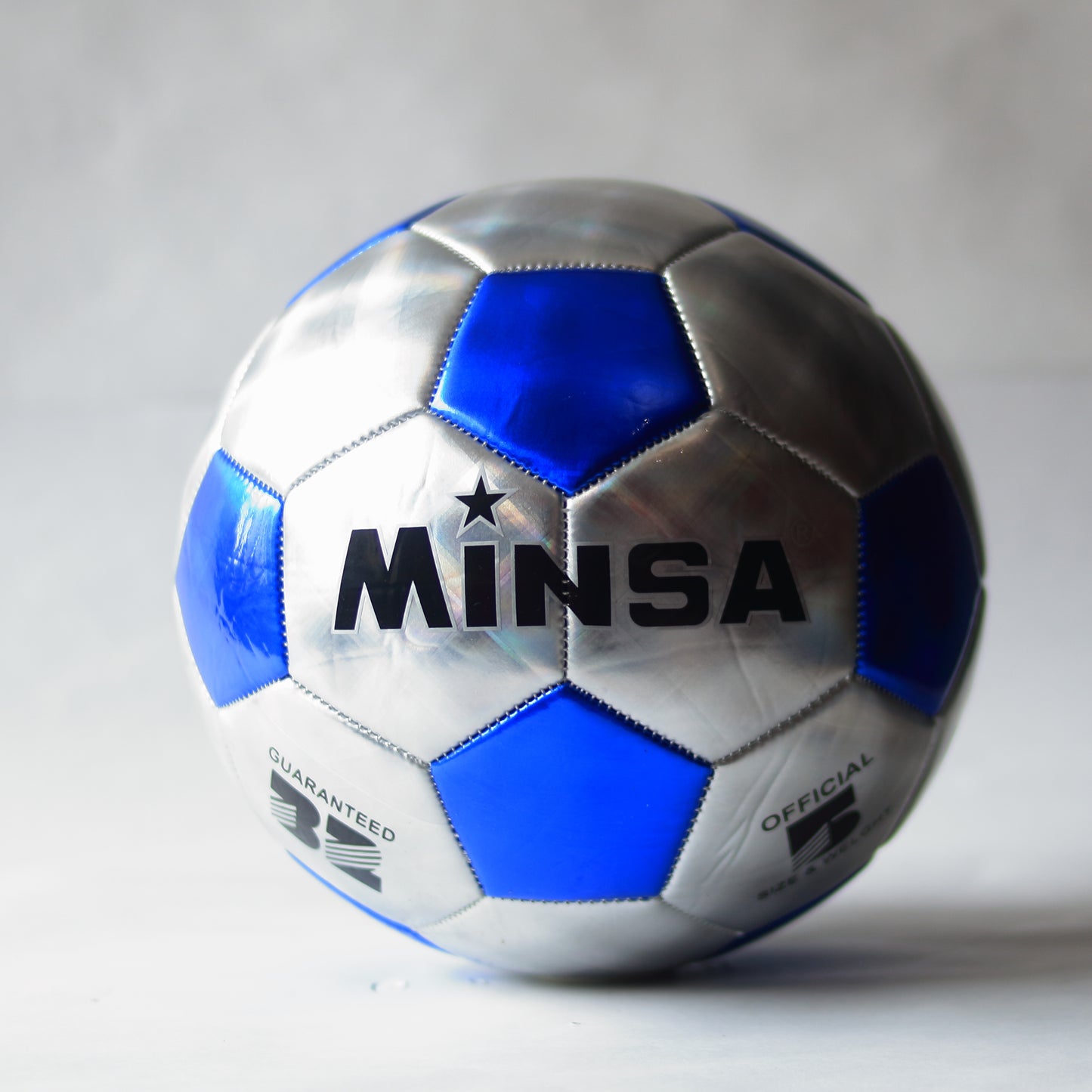 BALON FUTBOL MINSA Tamaño oficial 5 - Capa brillaten plateado