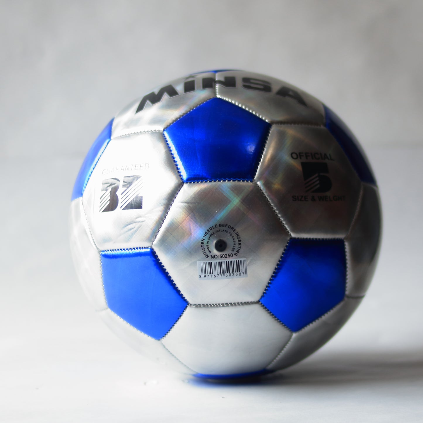 BALON FUTBOL MINSA Tamaño oficial 5 - Capa brillaten plateado