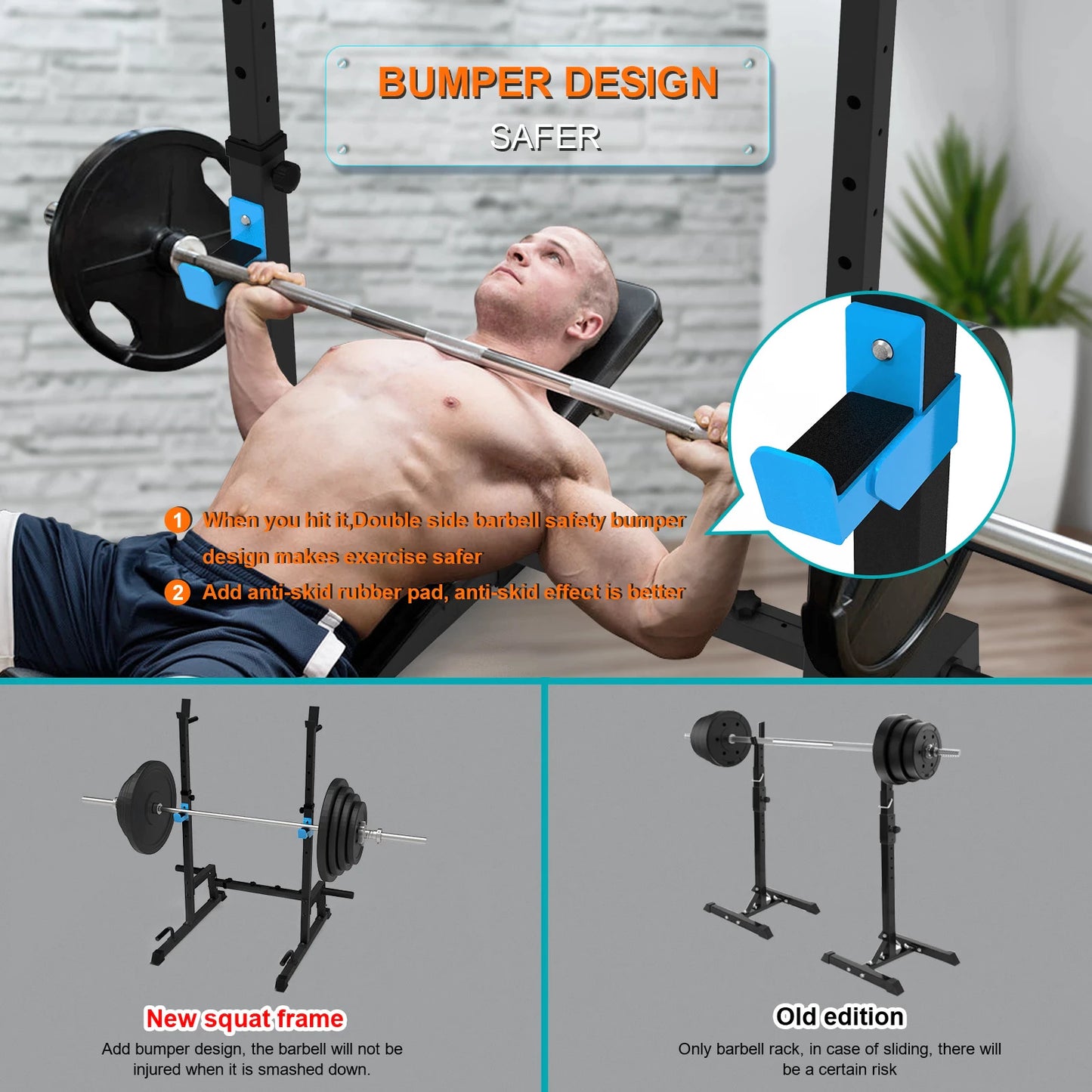Atril tipo Rack olímpico ajustable - Multifuncion Squat Press Banca Fondos - 855