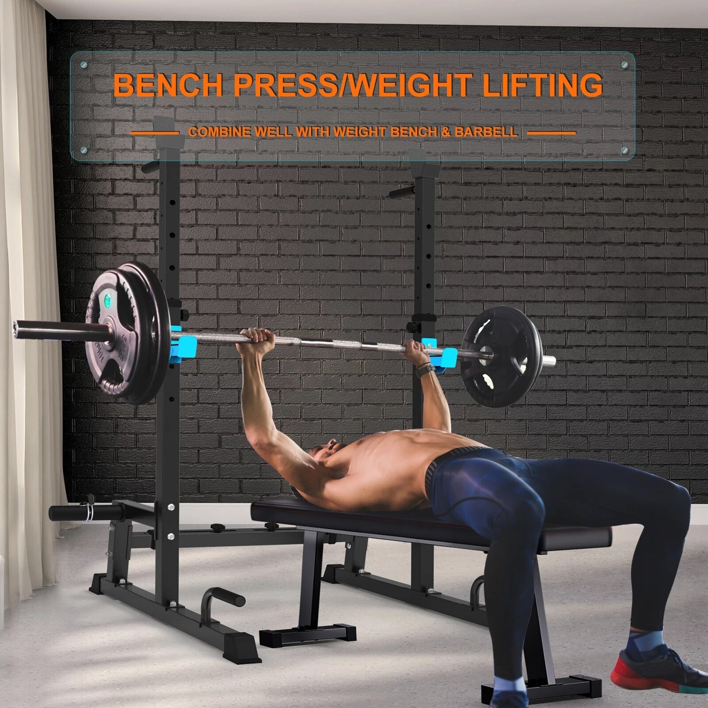 Atril tipo Rack olímpico ajustable - Multifuncion Squat Press Banca Fondos - 855