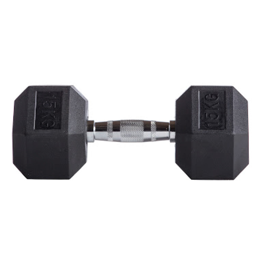 Mancuerna Hexagonal Caucho Goma Crossfit Funcional 15 Kg - UNIDAD