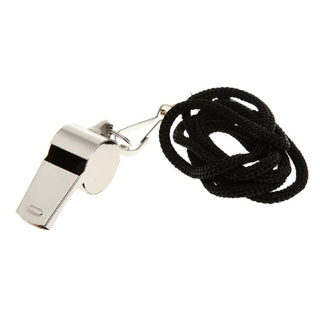 Silbato Pito Metalico DRB con Cordon - UNIDAD - Standard / Plateado
