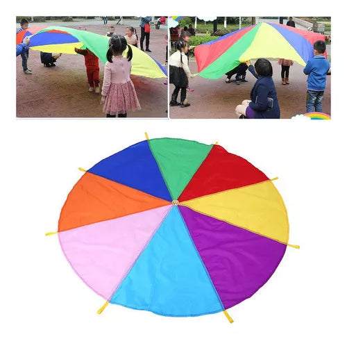 Paracaida arcoiris de Psicomotricidad con tirantes