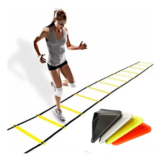 Pack Set Escalera de agilidad 12 Peldaños + Conos Triangulares