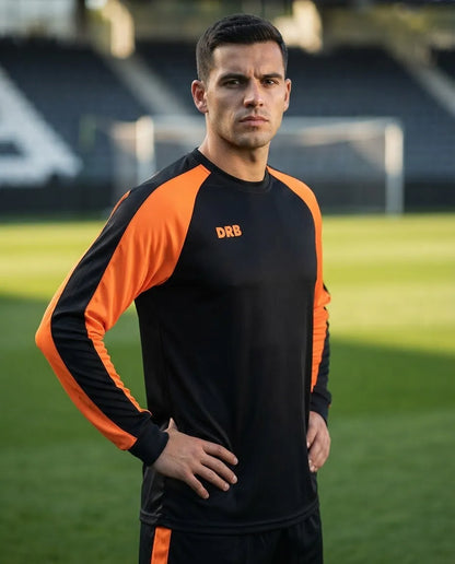 Camiseta poleron Arquero Negro/Naranja Neon - DRB