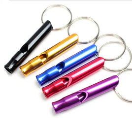 Pack 30x Silbato metalico de bolsillo llavero multiuso