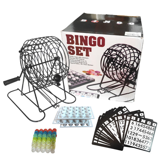 Set Bingo +Tombola acero 20 CM +Cartones +Bolas +Fichas sku630