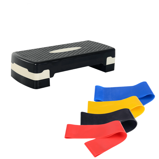 Pack Step aerobico 2 niveles + Set bandas elásticas