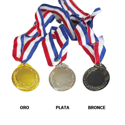Medalla Deportiva 5 Cm con cinta tricolor- incluye sublimado