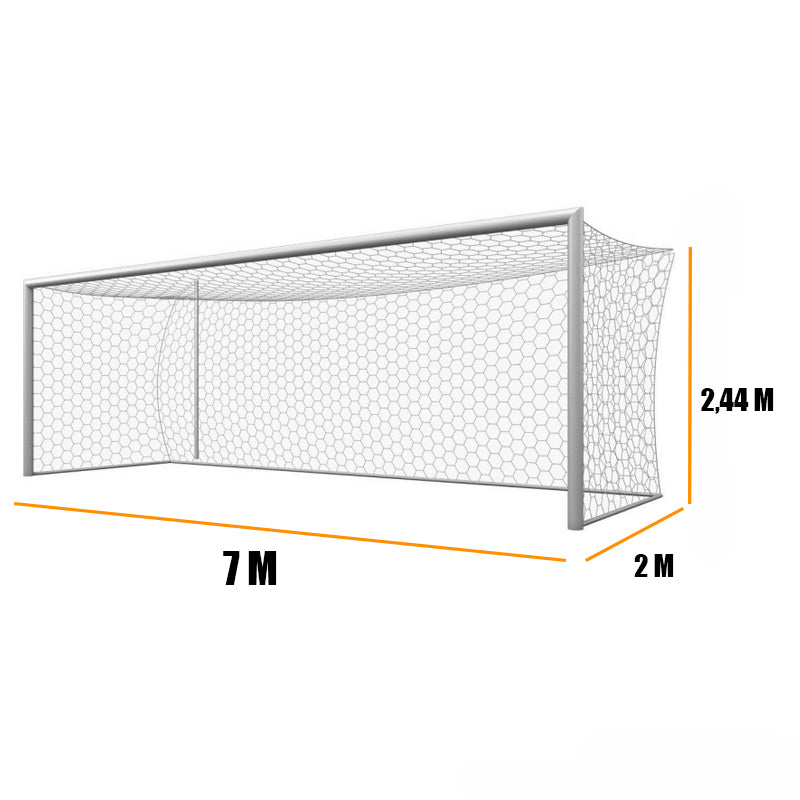PAR Red malla Arco Futbol Profesional 7x2 mtr 2 mm PAR
