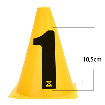 Pack 10und- Cono Entrenamiento Coordinación Agilidad 18cm Enumerados