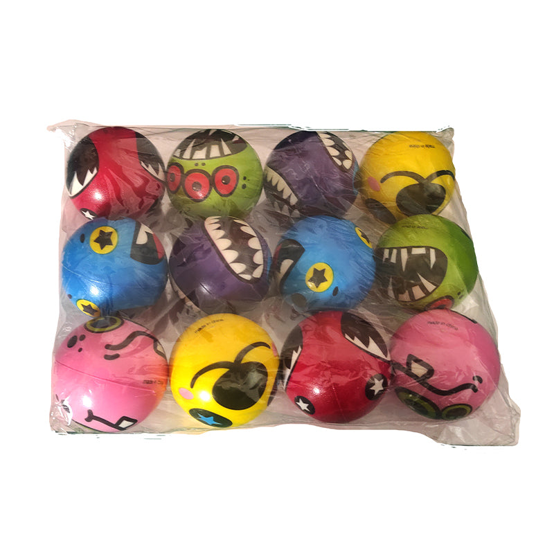 Set 12 pelotas carita smile antiestres 6cm - colores