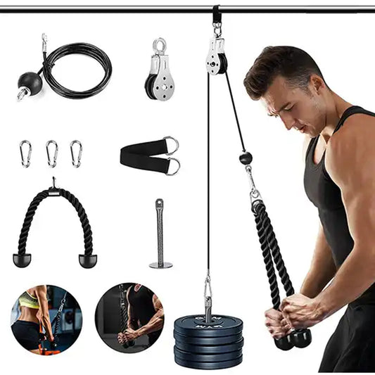 Set Polea Hogar Biceps/Triceps +Cuerda +Cable +Rueda +Baston445