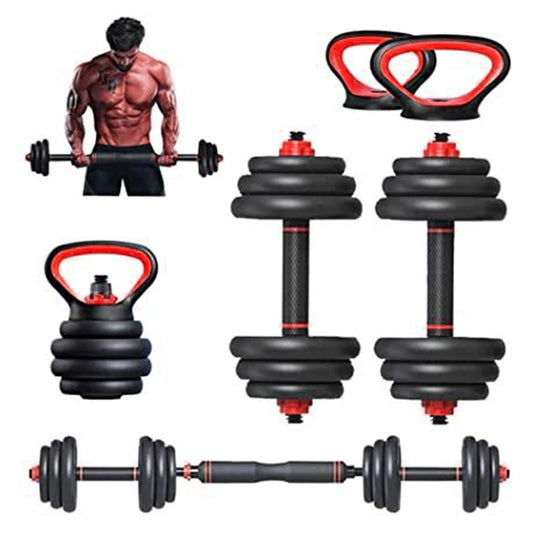 Kettlebell Pesa Rusa Ajustable 20kg 3 En 1 +PAR Mancuerna +Extensor Barra