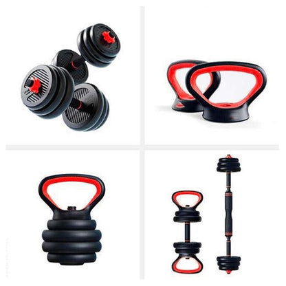 Kettlebell Pesa Rusa Ajustable 20kg 3 En 1 +PAR Mancuerna +Extensor Barra