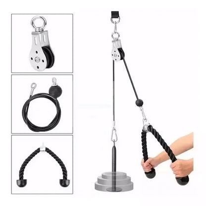 Set Polea Hogar Biceps/Triceps +Cuerda +Cable +Rueda +Baston445