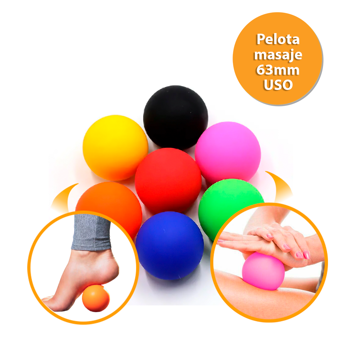 Pelota masaje lacrosse 63mm Silicona gel - pilates yoga rehabilitación