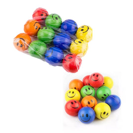 Set 12 pelotas carita smile antiestres 6cm - colores