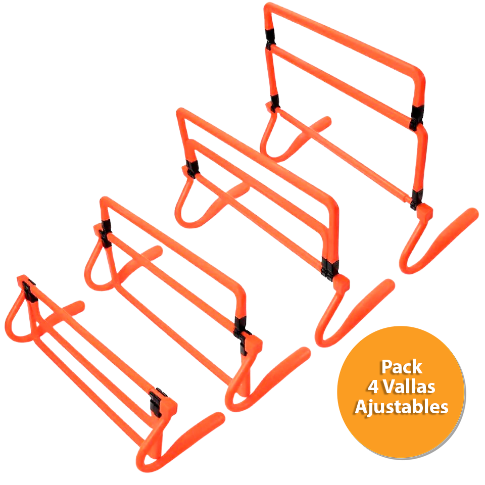 Pack 4 Vallas De Salto Ajustable Deportes De Agilidad Futbol NARANJA
