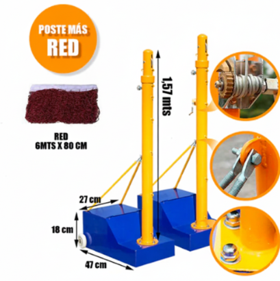 PAR Parante Postes voleibol Tenis Badminton con ruedas +Red