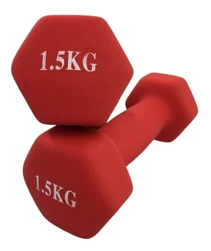 PAR Mancuerna Acero Hexagonal Vinilo 1,5 Kg - Total 3KG