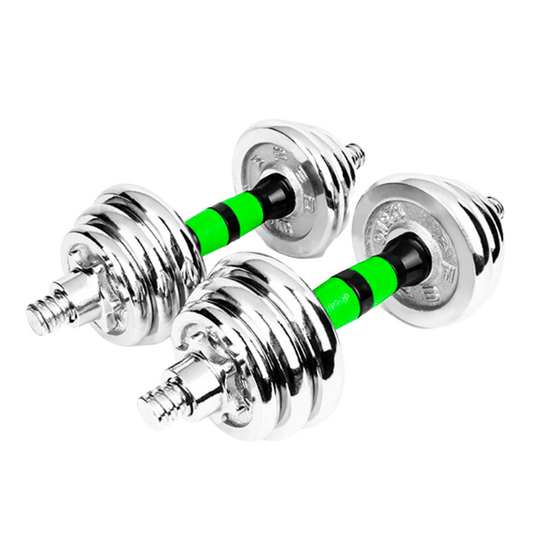 Set 2 Mancuernas Pesas acero cromado + Discos 20 Kg