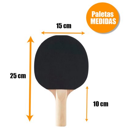Set Ping Pong: Par Paletas +Red Retráctil +3 Pelotas Sensei