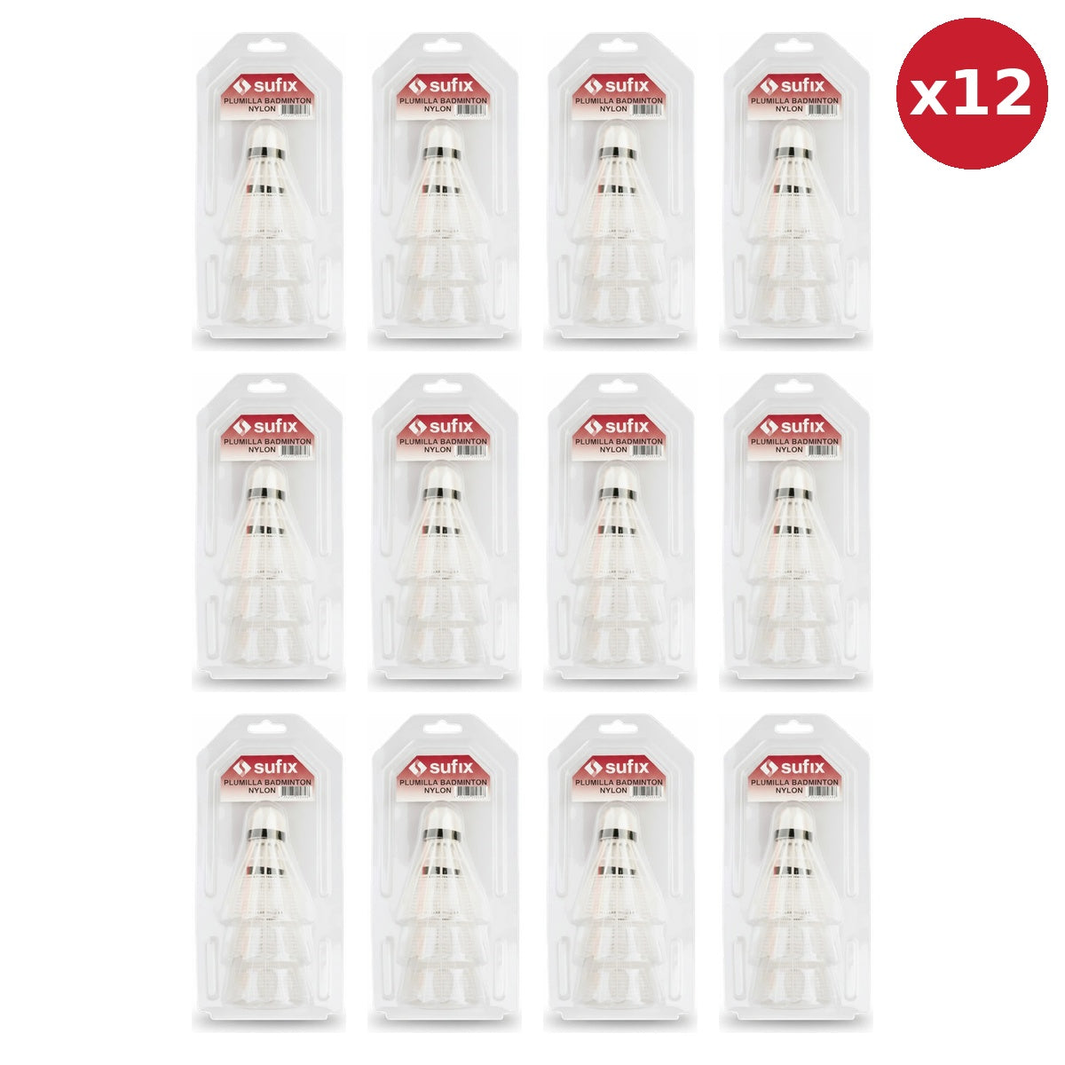 Pack 12x Plumillas Badminton Nylon Marca Sufix