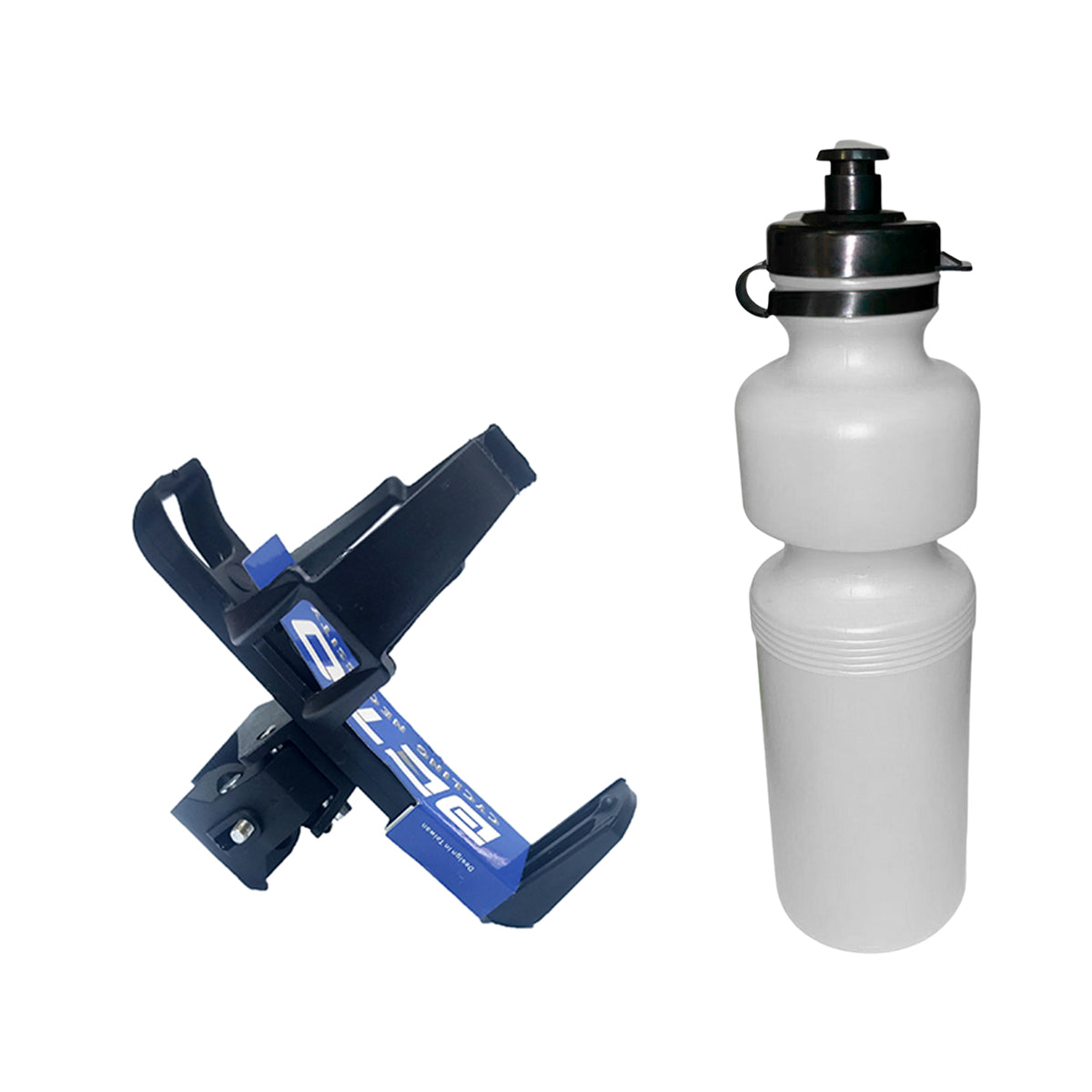 Pack Soporte porta botella Bicicleta + 1 Botella BLANCA Caramagiola Plastica