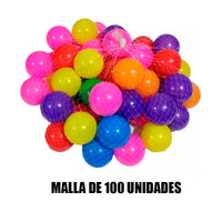 Malla set 100 unidades pelotas pelotitas plásticas - colores surtidos