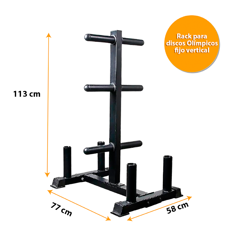 Rack para discos Olímpicos fijo vertical con soporte para 4 barras