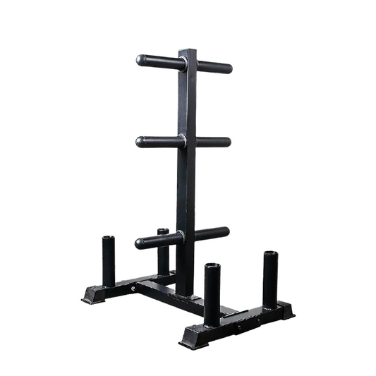 Rack para discos Olímpicos fijo vertical con soporte para 4 barras