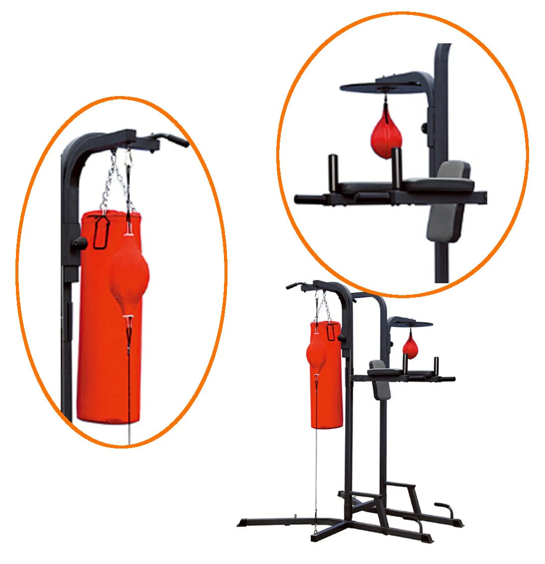 Torre estación Jaula multifunciones - Full PRO Boxeo Dominadas Incluye Punching y pera