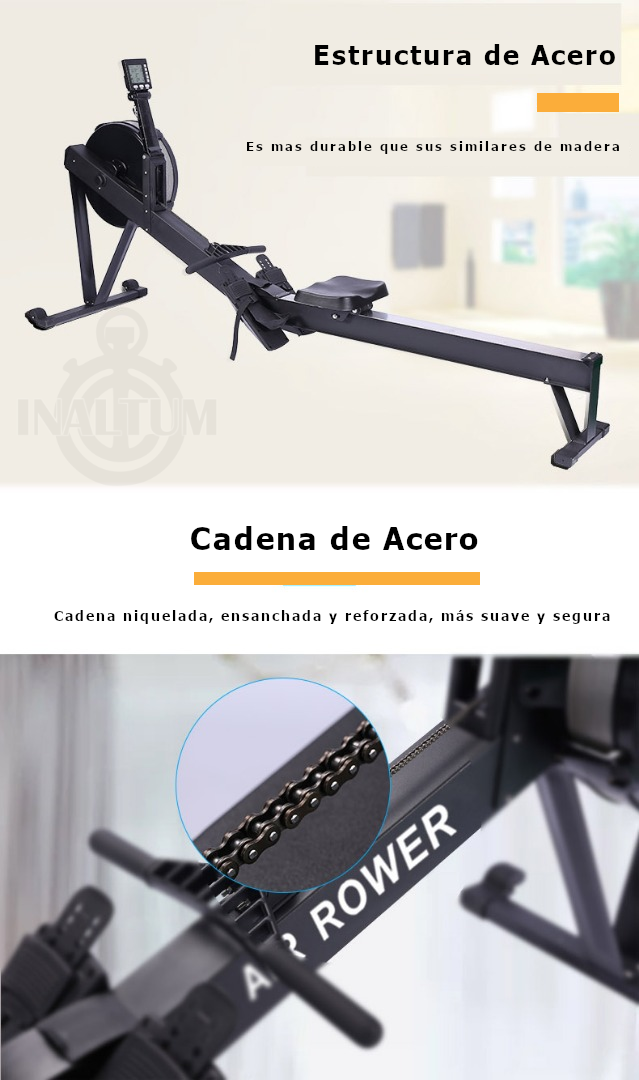 Remadora acero Air Rower - Cadena Aire