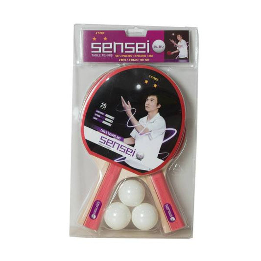 Set Ping Pong 2 Paletas + 3 Pelotas - Marca Sensei